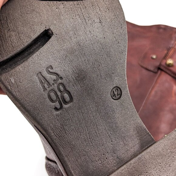 AS98 Wmn Elton Brown Leather Round Platform Moto Biker Boots 10.5-11US EUR42 - Picture 7 of 9